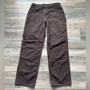 Carhartt Men's Dark Brown Double Knees Work Pants 34x32
